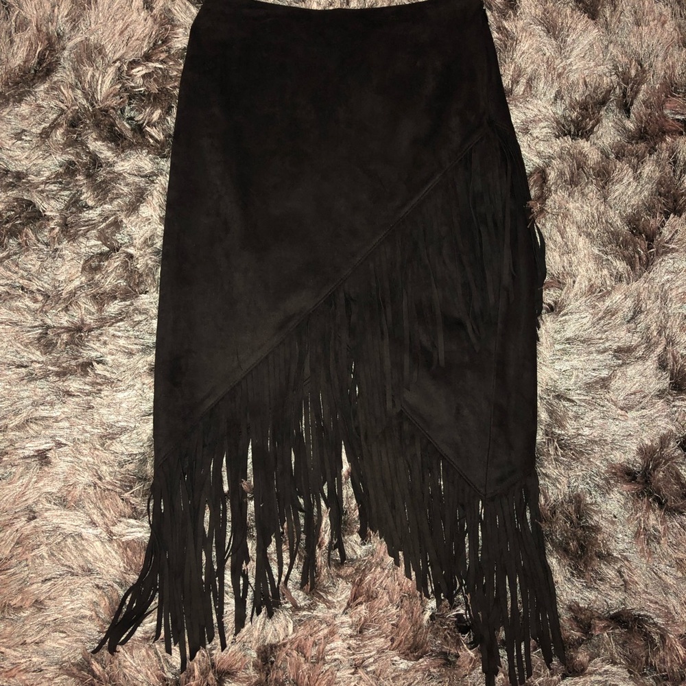 Black Suede Express Midi Skirt!